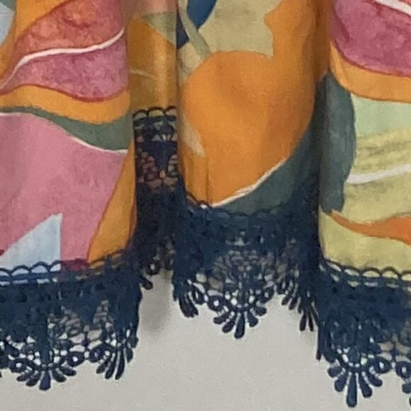 Time & Tru Multi Colored Tiered Lace Trimmed Cotton Blend Maxi Skirt SZ M - Picture 5 of 5